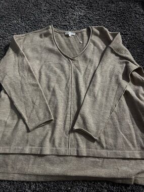 Relaxed V-Neck Sweater in Olive Taupe